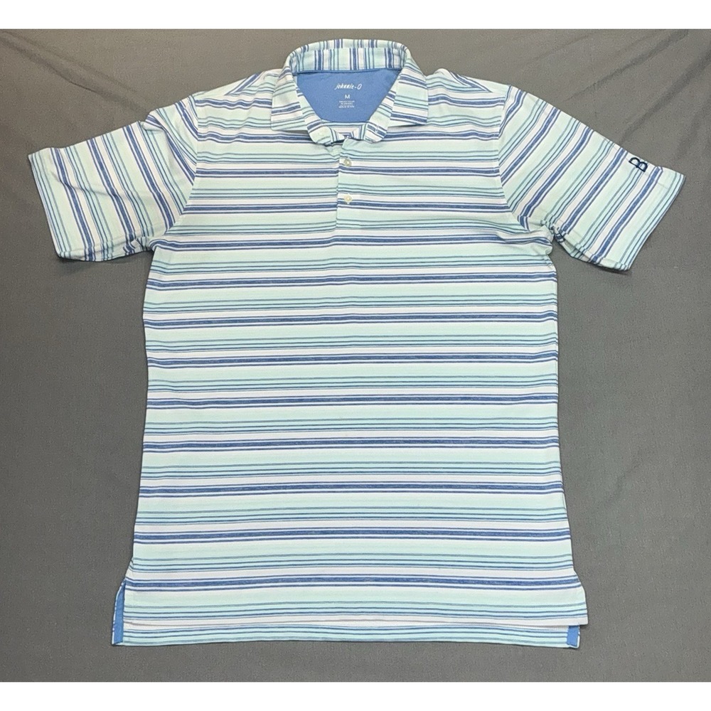 JOHNNIE-O Mens POLO Sz Medium Striped Polo Shirt Golf